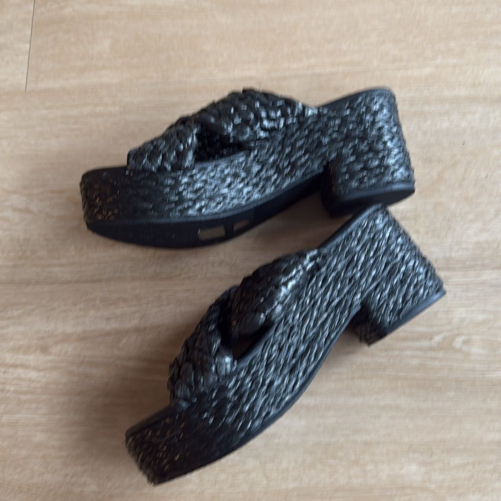 Beach by Matisse BLACK Women's Reflection Raffia Platform Sandal US 8 - Picture 4 of 6